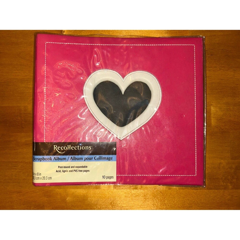 Recollections Scrapbook Album Pink Heart Cover 8x8 inch pages New Condition